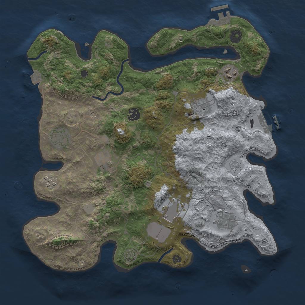 Rust Map: Procedural Map, Size: 3500, Seed: 990296, 16 Monuments