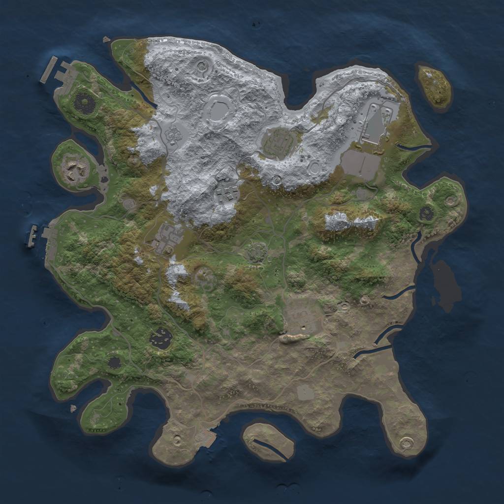 Rust Map: Procedural Map, Size: 3500, Seed: 856761876, 15 Monuments