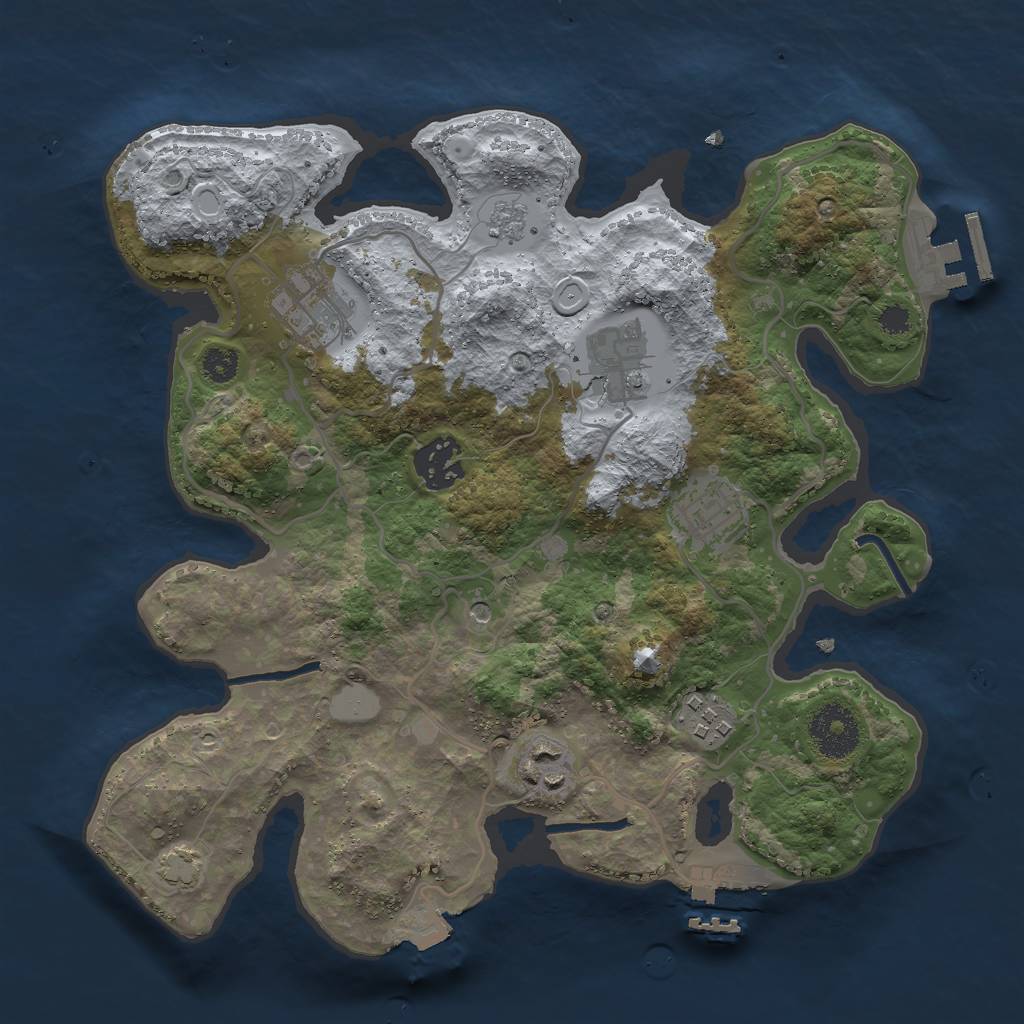 Rust Map: Procedural Map, Size: 3000, Seed: 1237650223, 14 Monuments