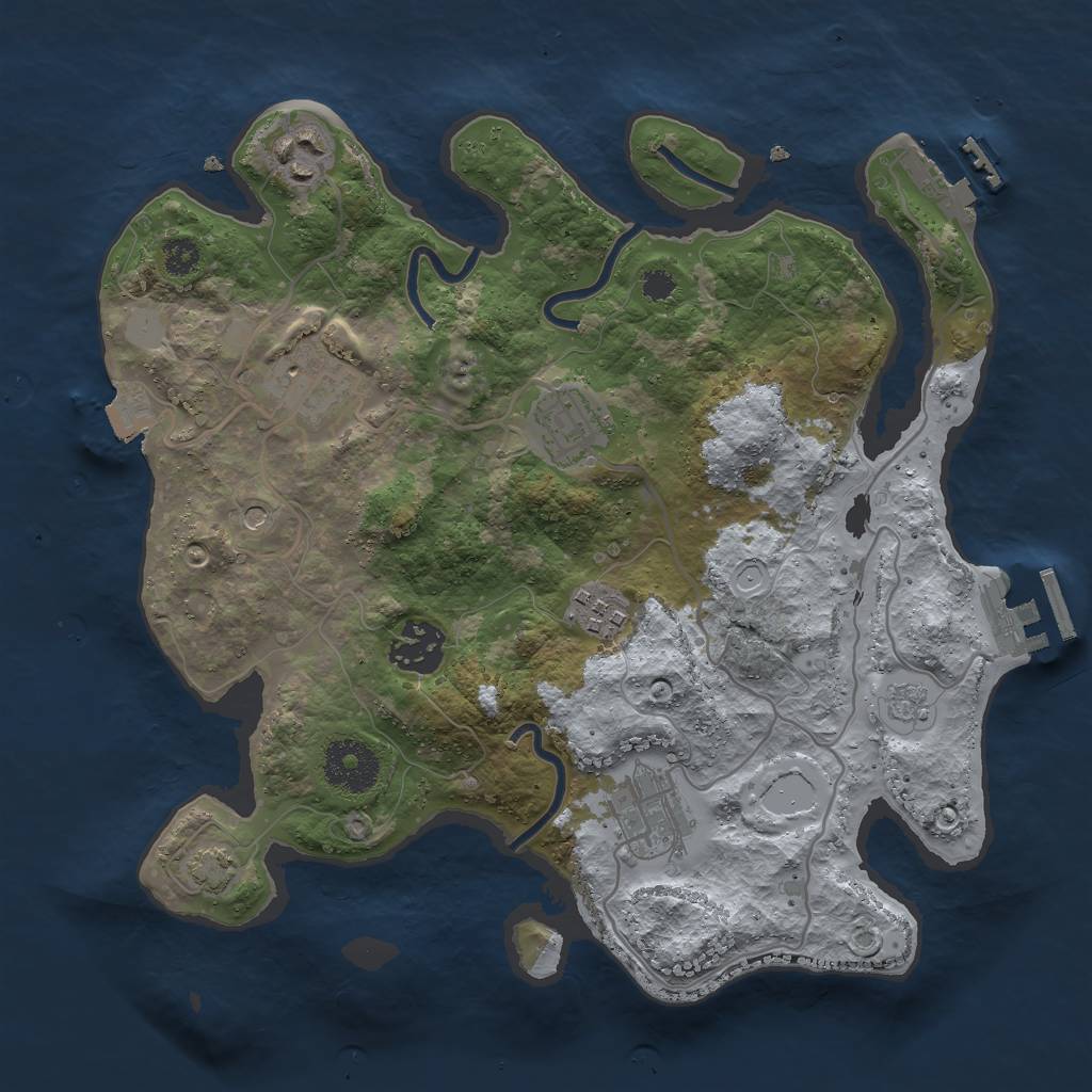 Rust Map: Procedural Map, Size: 3000, Seed: 155259291, 14 Monuments