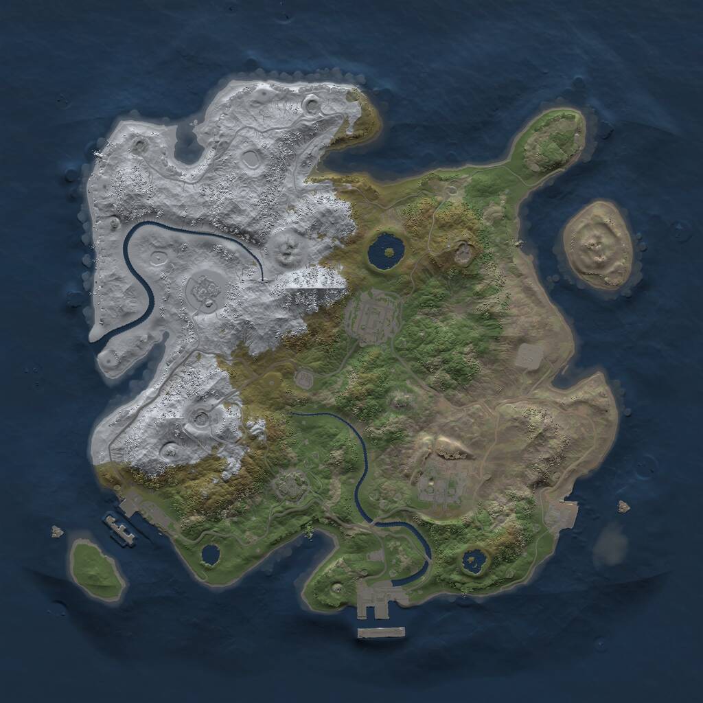 Rust Map: Procedural Map, Size: 3000, Seed: 12458, 8 Monuments