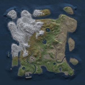 Thumbnail Rust Map: Procedural Map, Size: 3000, Seed: 2089816597, 10 Monuments