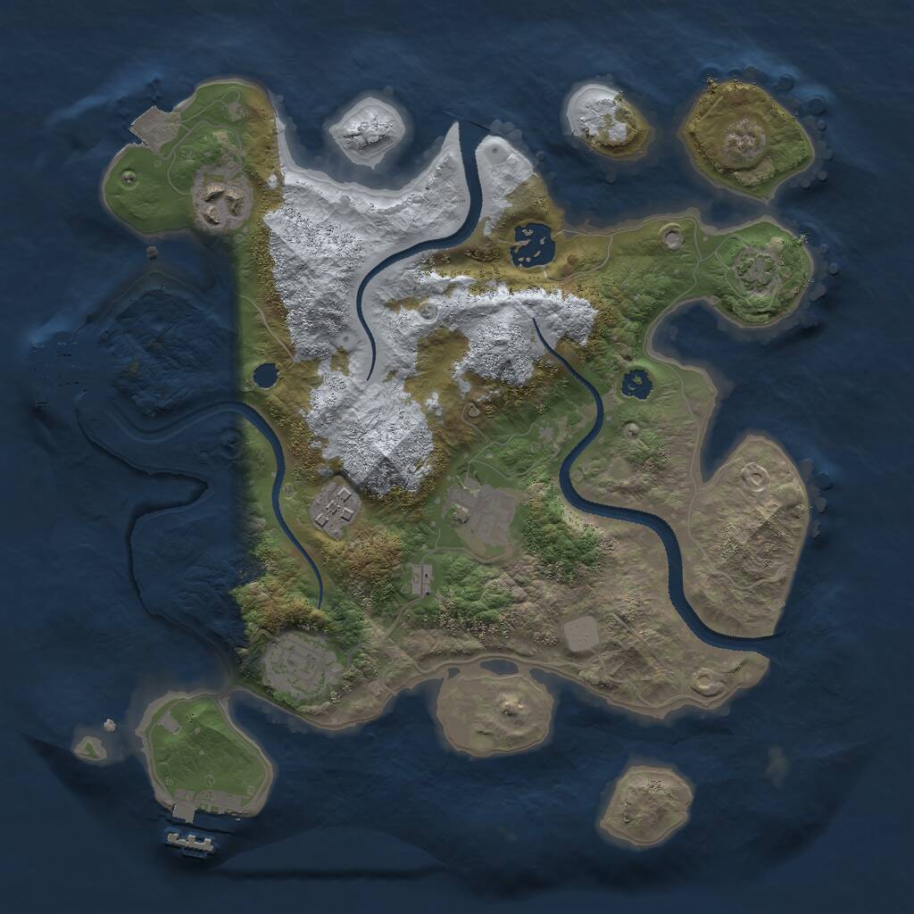 Rust Map: Procedural Map, Size: 3000, Seed: 25963, 9 Monuments