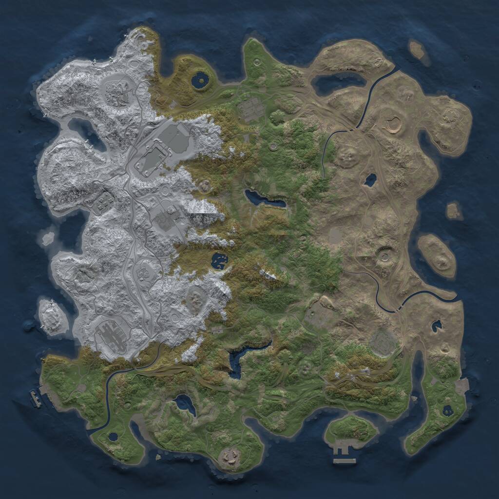 Rust Map: Procedural Map, Size: 4500, Seed: 43421, 17 Monuments