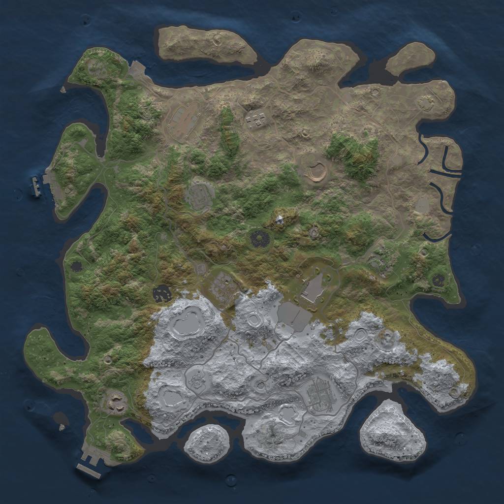 Rust Map: Procedural Map, Size: 4000, Seed: 991822, 18 Monuments