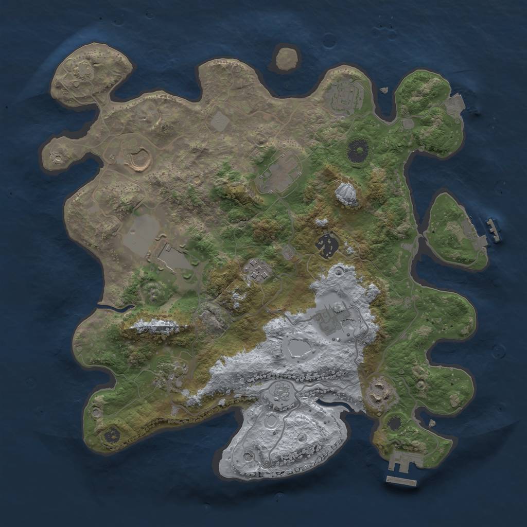 Rust Map: Procedural Map, Size: 3500, Seed: 147121116, 17 Monuments