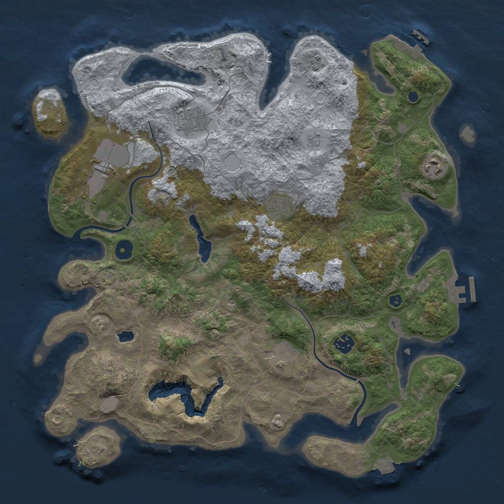 Rust Map: Procedural Map, Size: 4000, Seed: 476863158, 13 Monuments