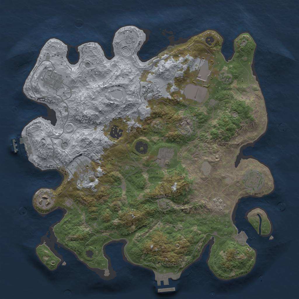 Rust Map: Procedural Map, Size: 3500, Seed: 554210367, 17 Monuments