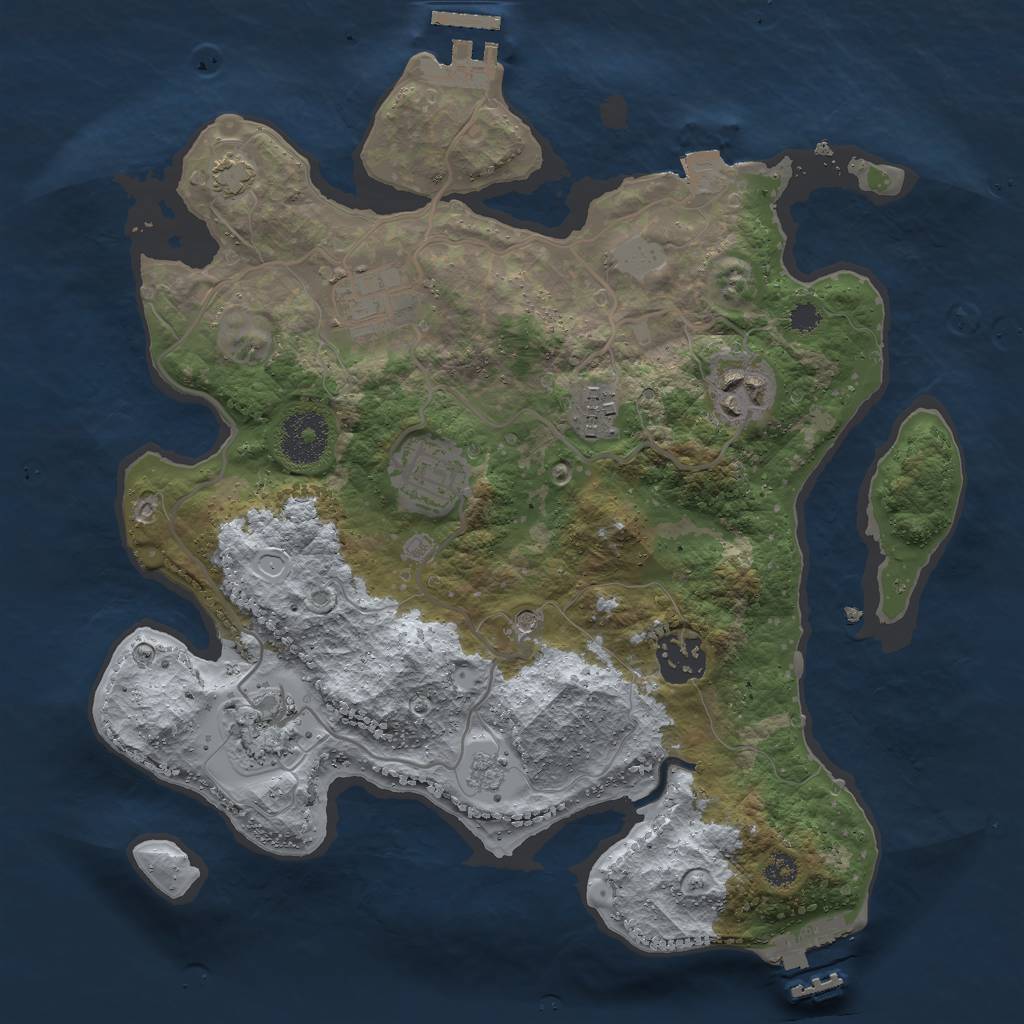 Rust Map: Procedural Map, Size: 3000, Seed: 25520, 14 Monuments