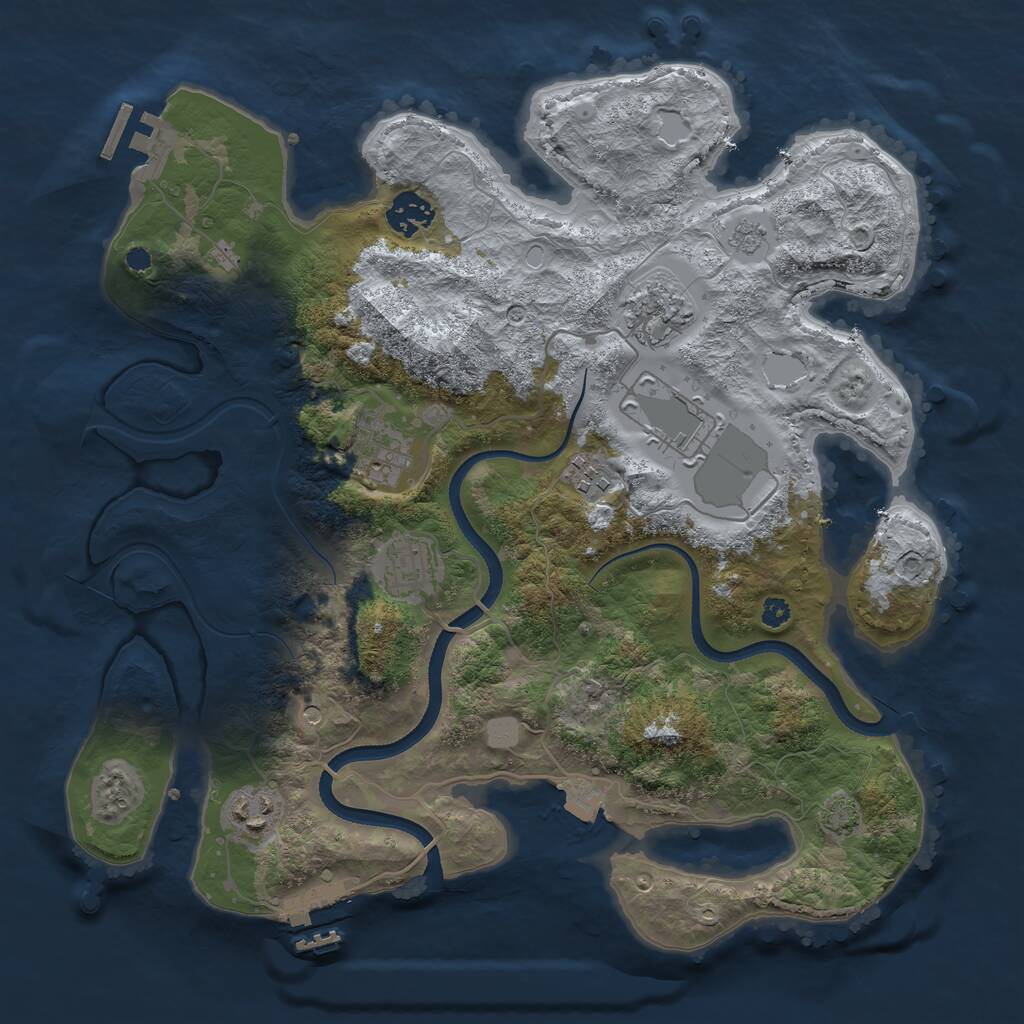 Rust Map: Procedural Map, Size: 3500, Seed: 463786221, 13 Monuments