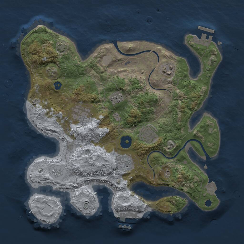 Rust Map: Procedural Map, Size: 3000, Seed: 1304421235, 11 Monuments