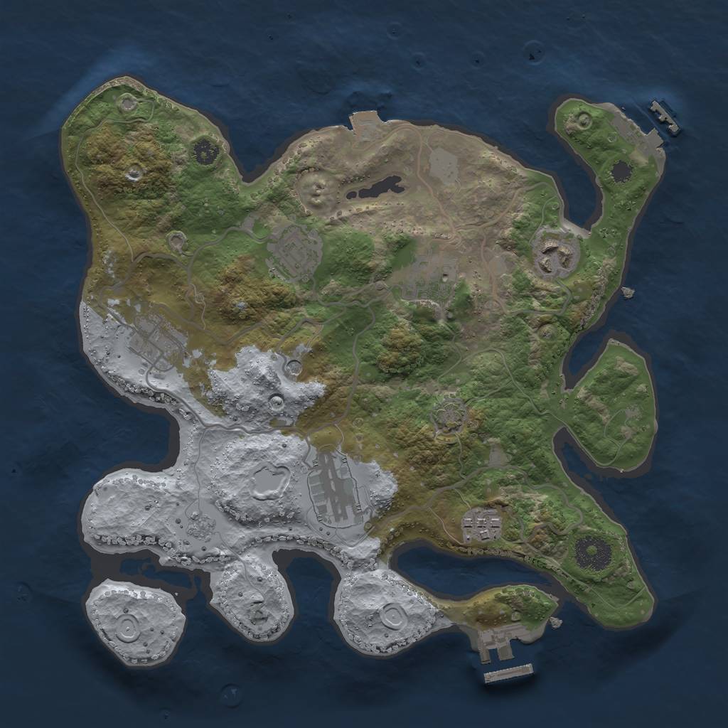 Rust Map: Procedural Map, Size: 3000, Seed: 1304421235, 14 Monuments