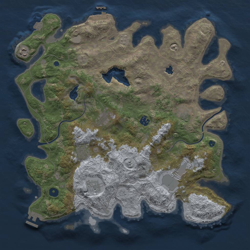 Rust Map: Procedural Map, Size: 4000, Seed: 2147483637, 14 Monuments