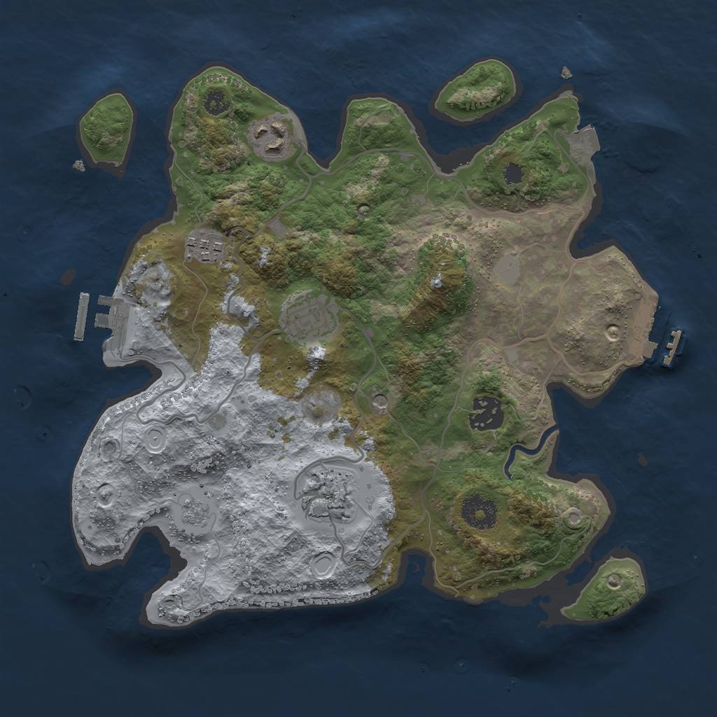 Rust Map: Procedural Map, Size: 3000, Seed: 2468061, 12 Monuments