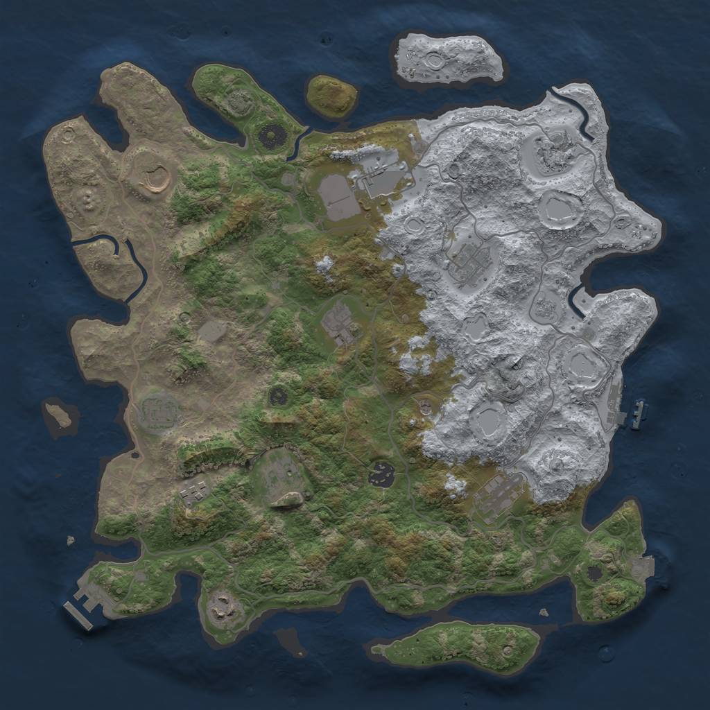Rust Map: Procedural Map, Size: 4000, Seed: 32094843, 19 Monuments