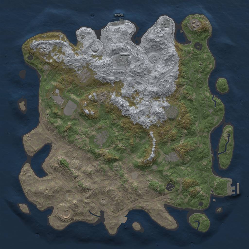 Rust Map: Procedural Map, Size: 4500, Seed: 1029210898, 19 Monuments