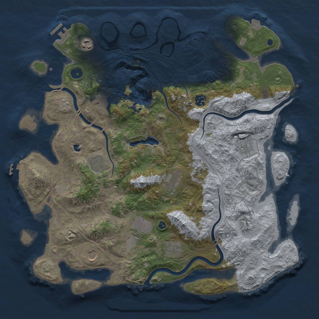 Rust Map: Procedural Map, Size: 4250, Seed: 510378767, 17 Monuments