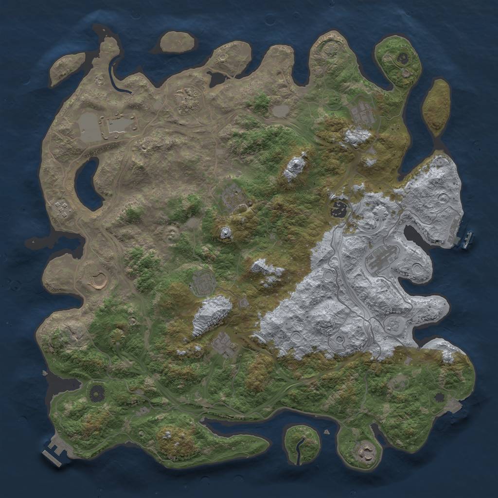 Rust Map: Procedural Map, Size: 4500, Seed: 1724449493, 19 Monuments