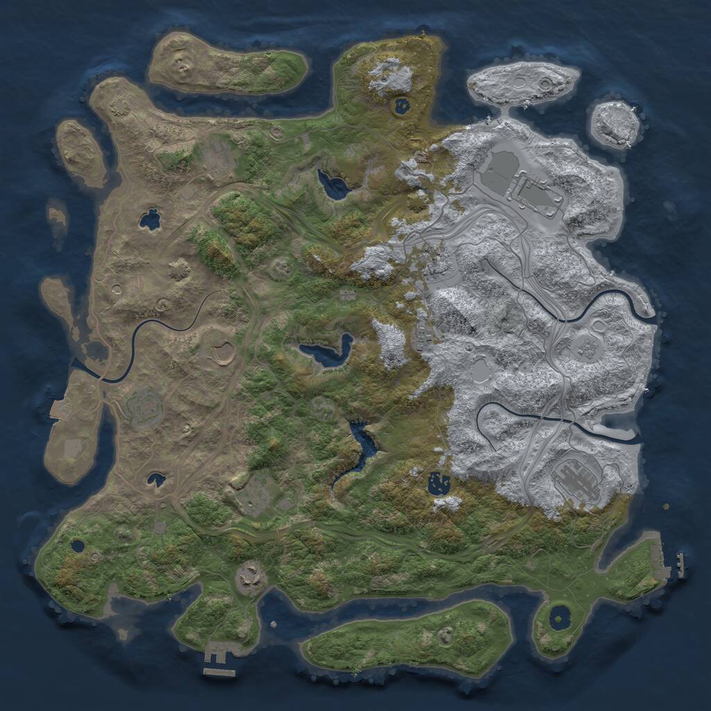 Rust Map: Procedural Map, Size: 4500, Seed: 342225747, 16 Monuments