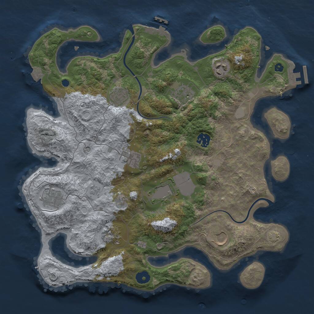 Rust Map: Procedural Map, Size: 3500, Seed: 55421, 15 Monuments