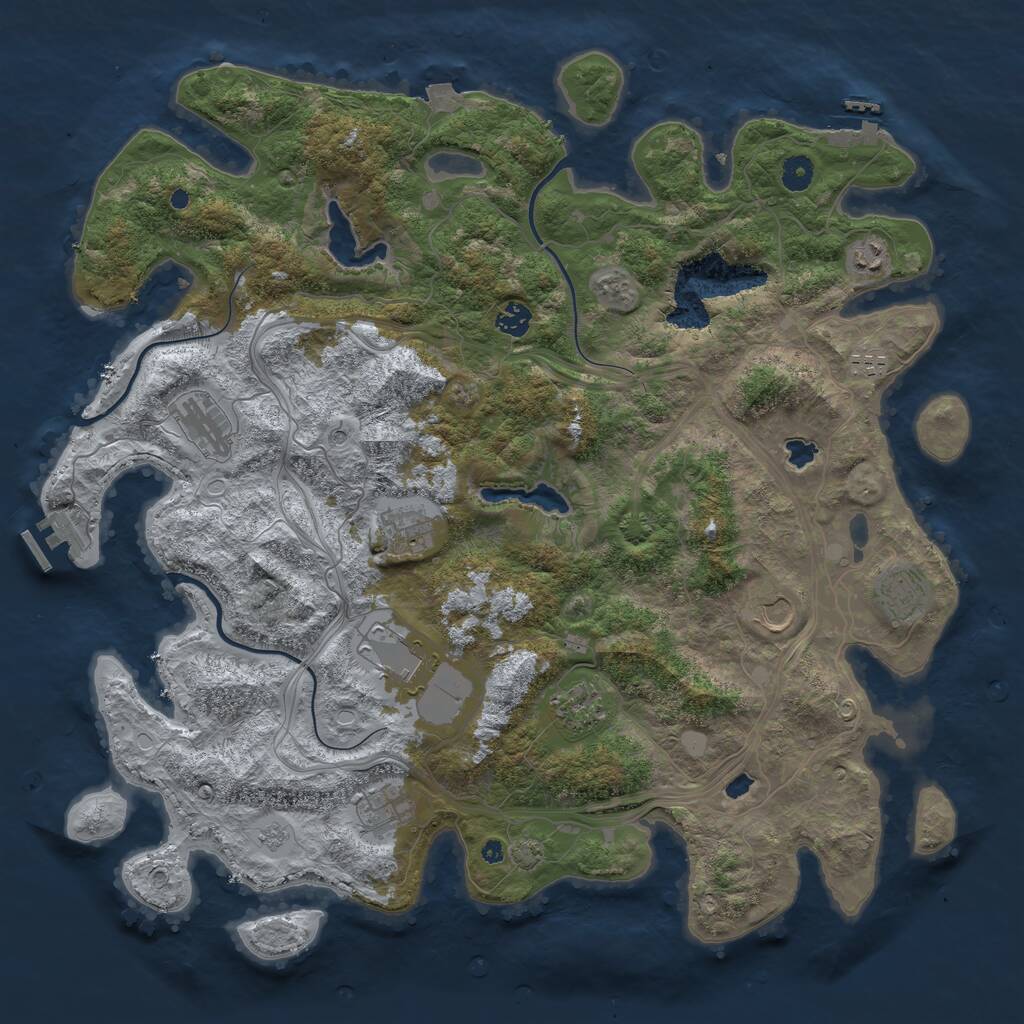 Rust Map: Procedural Map, Size: 4500, Seed: 1705844902, 16 Monuments
