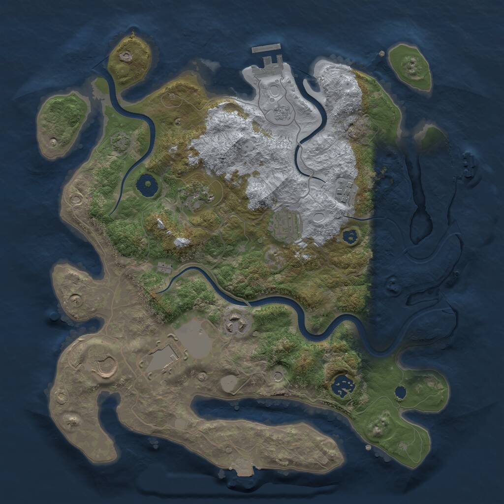 Rust Map: Procedural Map, Size: 3500, Seed: 958165317, 13 Monuments