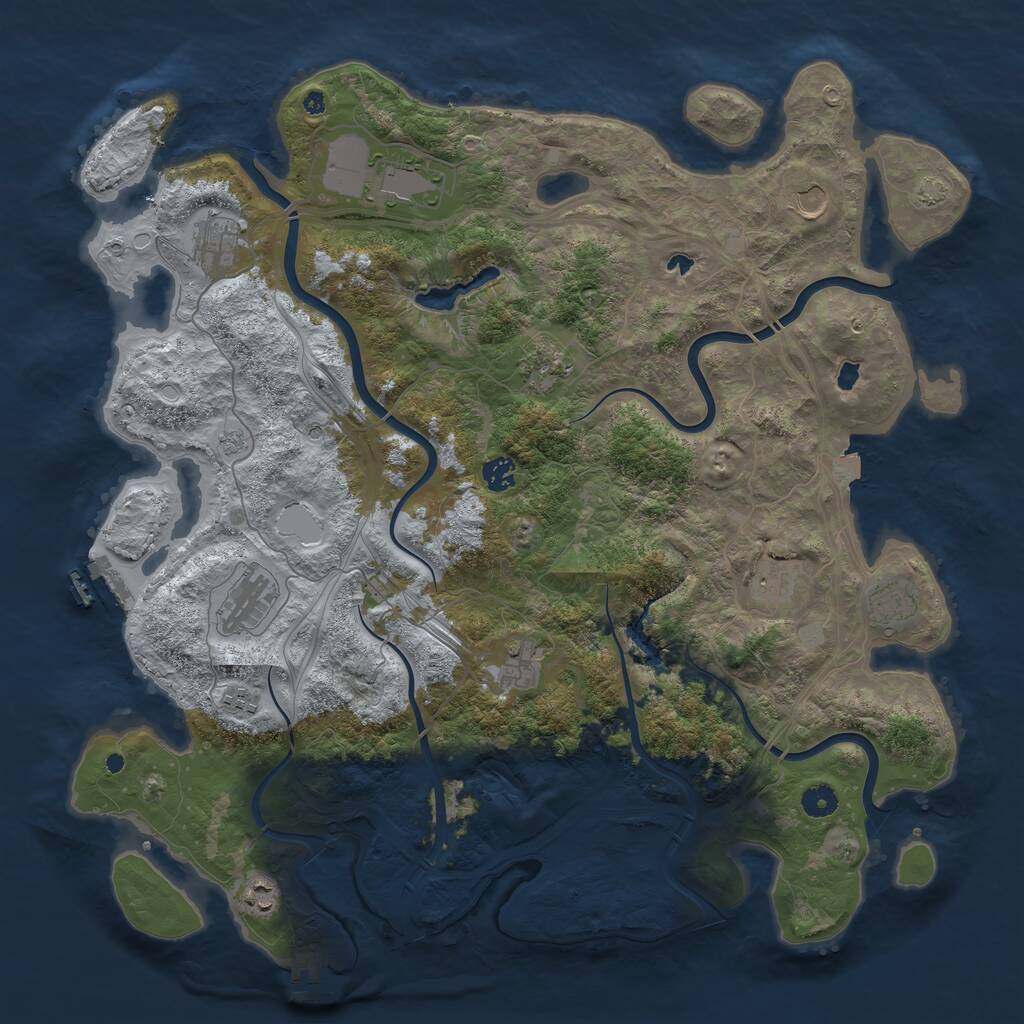 Rust Map: Procedural Map, Size: 4500, Seed: 754038, 17 Monuments