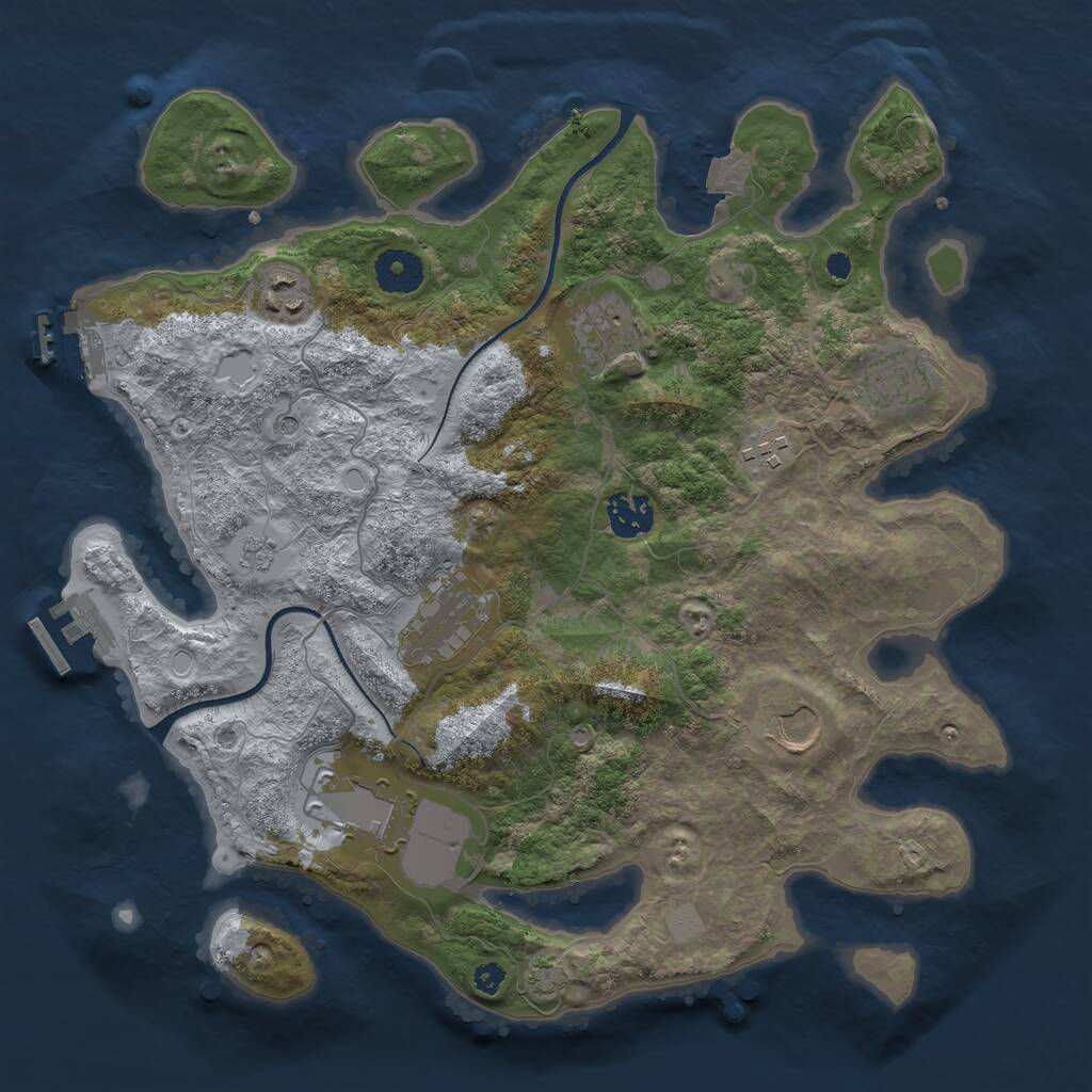 Rust Map: Procedural Map, Size: 3500, Seed: 1871372257, 14 Monuments