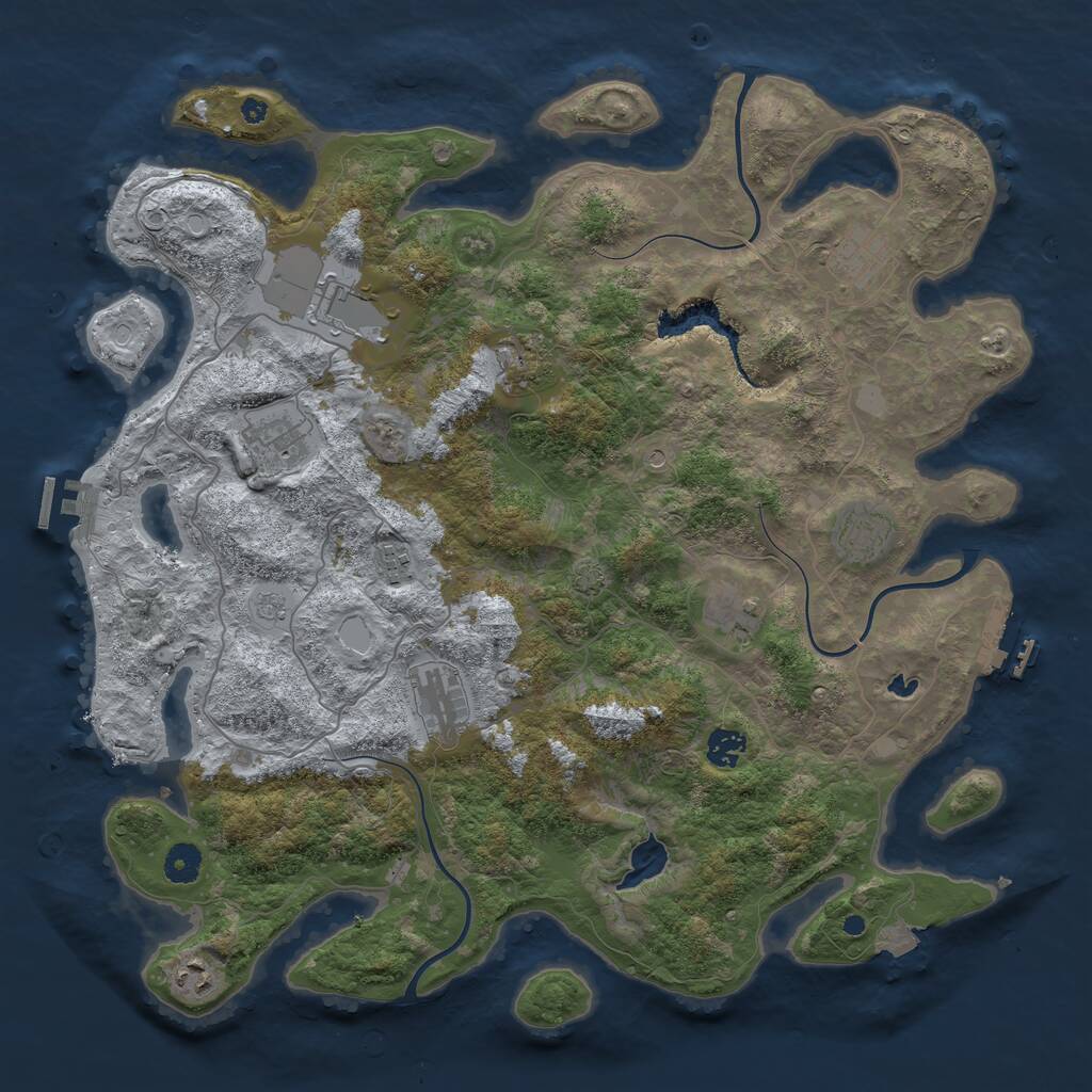 Rust Map: Procedural Map, Size: 4200, Seed: 97531, 16 Monuments