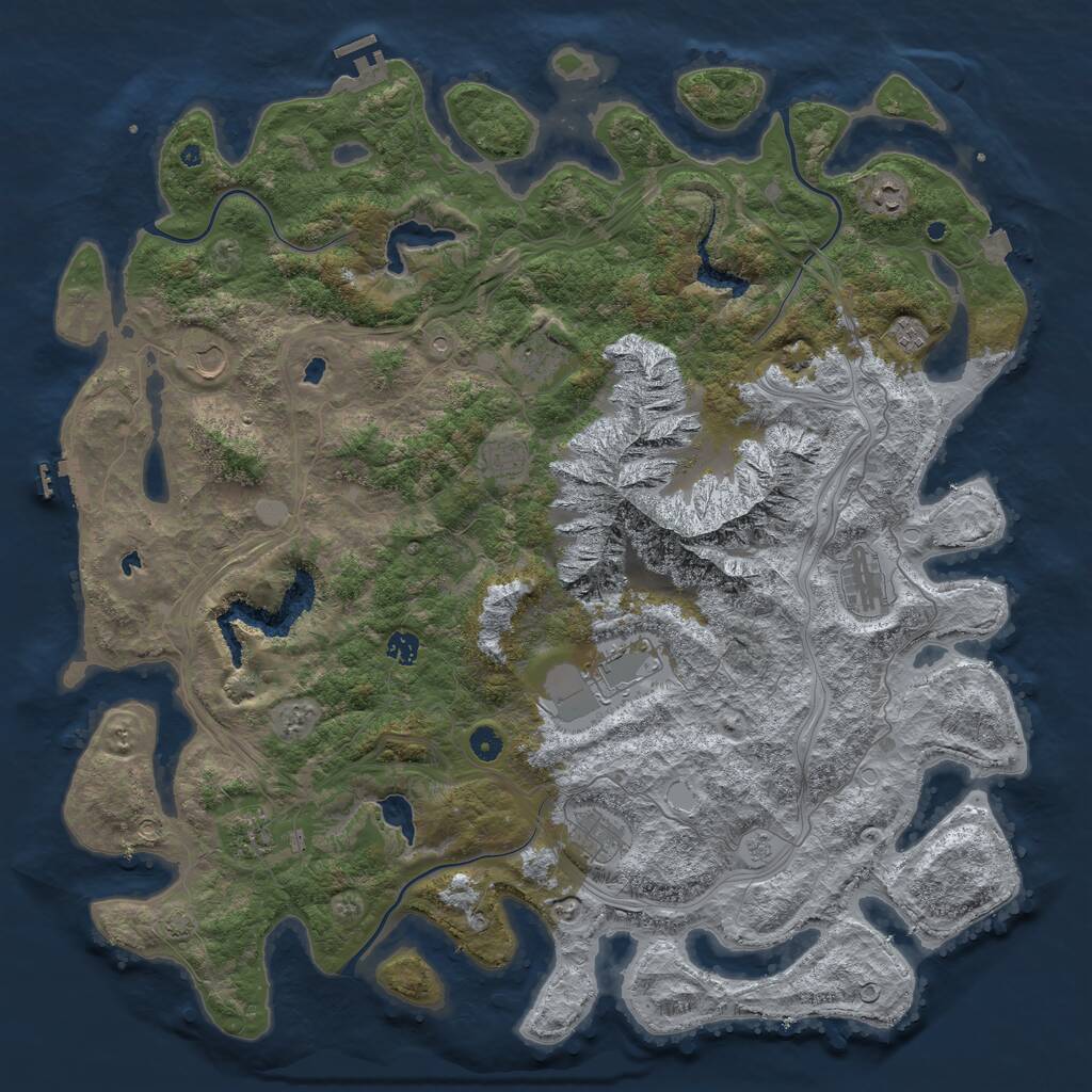 Rust Map: Procedural Map, Size: 5000, Seed: 657438, 16 Monuments
