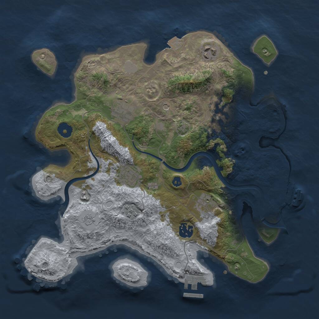 Rust Map: Procedural Map, Size: 3250, Seed: 1342528404, 13 Monuments