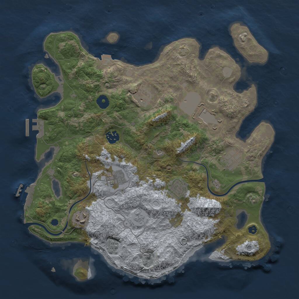 Rust Map: Procedural Map, Size: 3500, Seed: 998086565, 14 Monuments