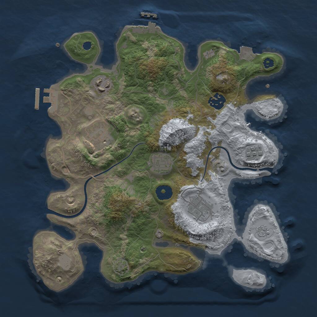 Rust Map: Procedural Map, Size: 3000, Seed: 49888, 11 Monuments