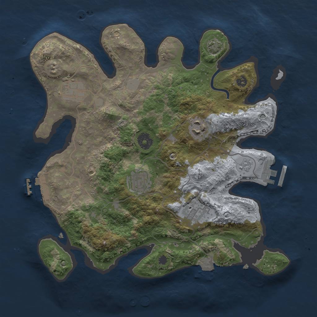 Rust Map: Procedural Map, Size: 3000, Seed: 27758, 11 Monuments