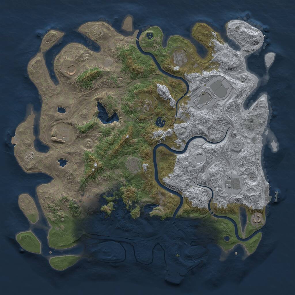 Rust Map: Procedural Map, Size: 4500, Seed: 1229494468, 17 Monuments