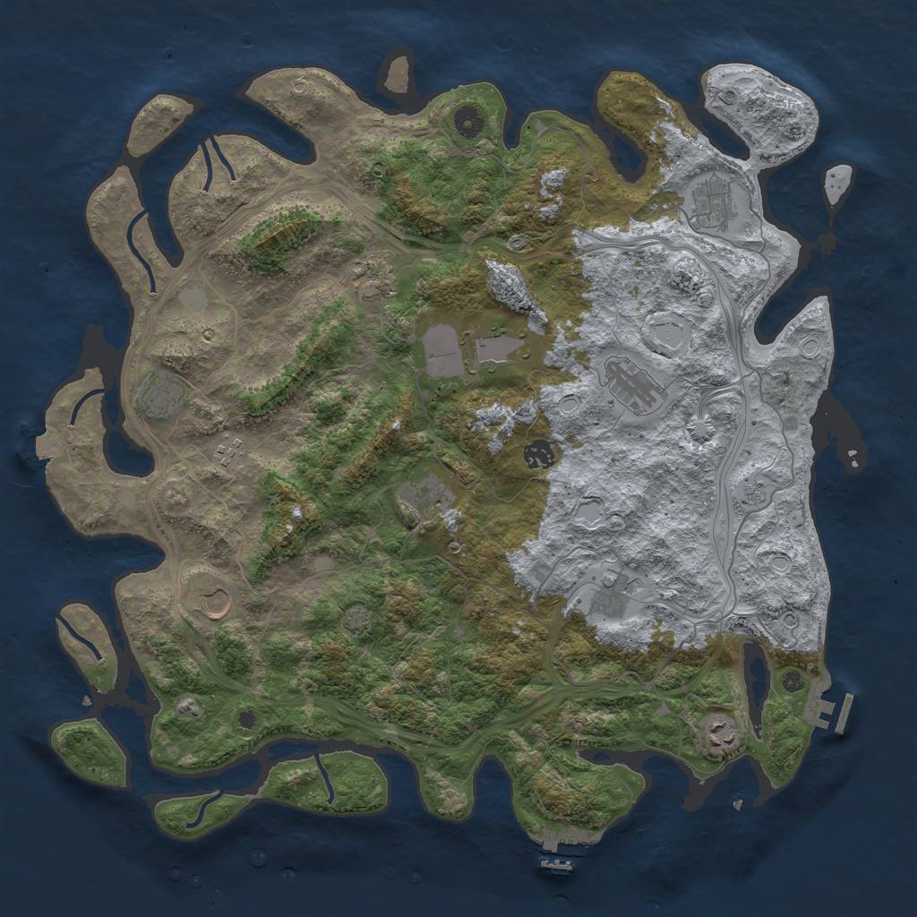 Rust Map: Procedural Map, Size: 4500, Seed: 1229494468, 19 Monuments