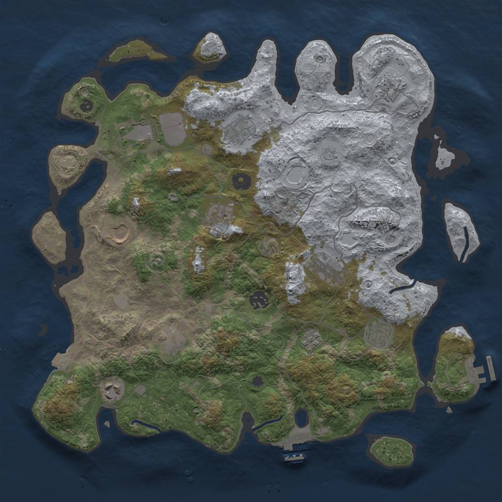 Rust Map: Procedural Map, Size: 4000, Seed: 1851595308, 19 Monuments