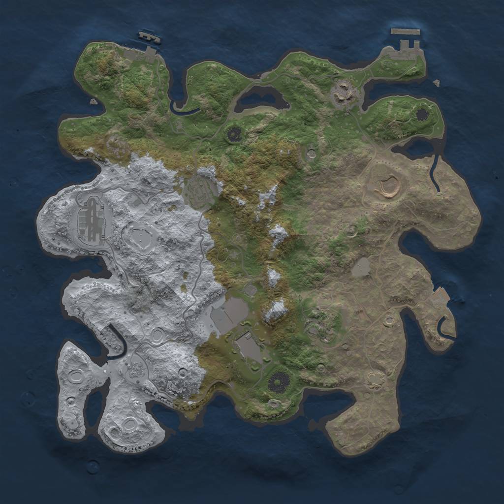Rust Map: Procedural Map, Size: 3500, Seed: 1392877781, 14 Monuments