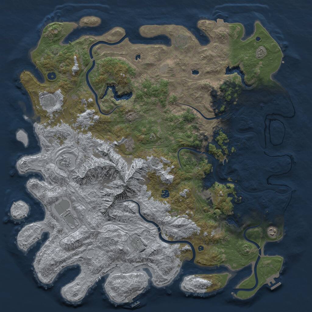 Rust Map: Procedural Map, Size: 5500, Seed: 33027835, 17 Monuments