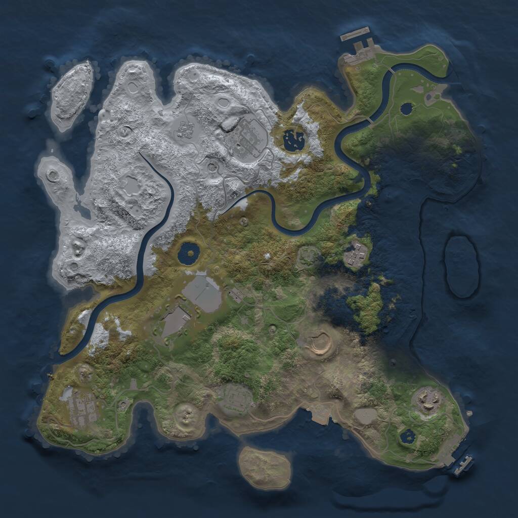 Rust Map: Procedural Map, Size: 3500, Seed: 32183912, 14 Monuments