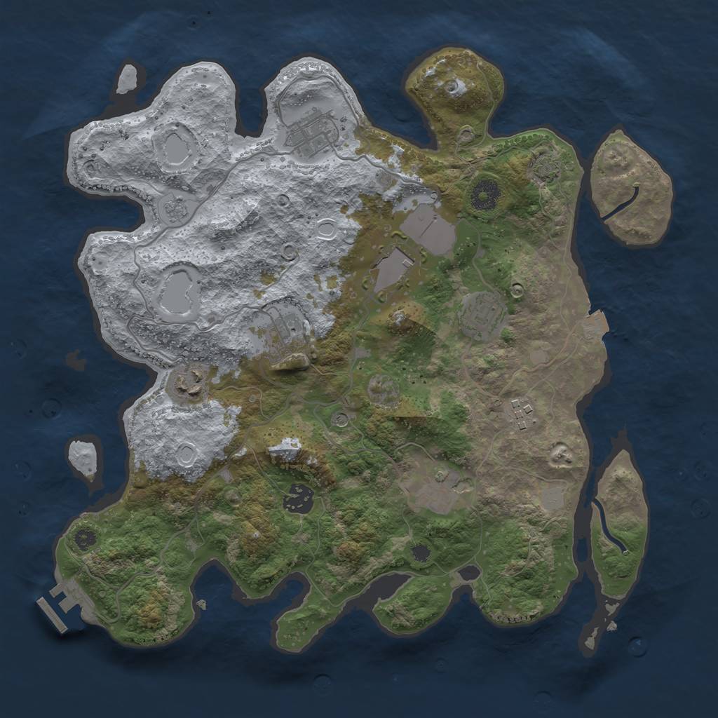 Rust Map: Procedural Map, Size: 3500, Seed: 296434381, 15 Monuments