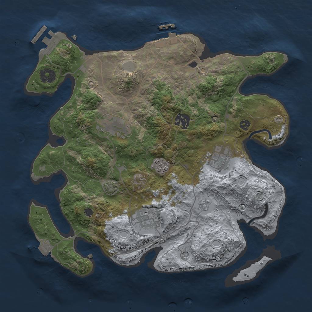 Rust Map: Procedural Map, Size: 3000, Seed: 1858780979, 13 Monuments