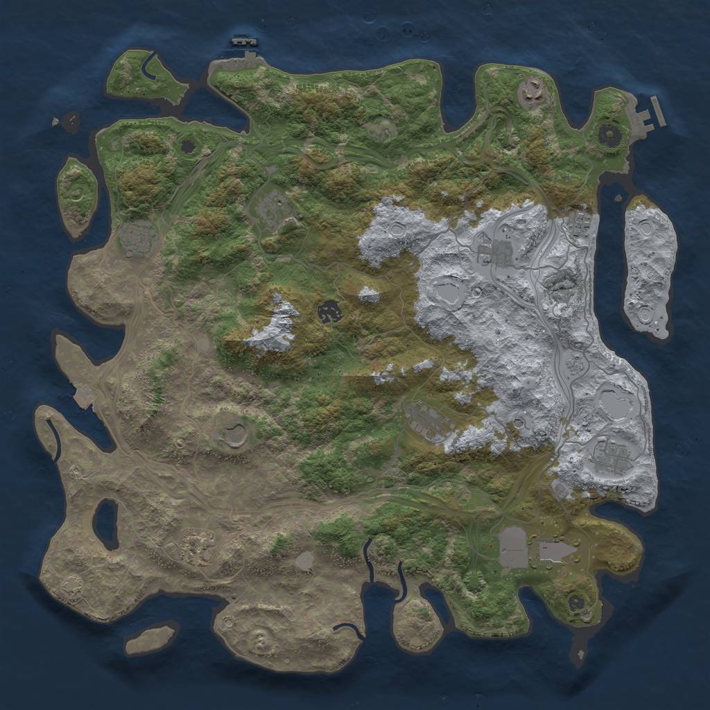 Rust Map: Procedural Map, Size: 4500, Seed: 1706369838, 19 Monuments