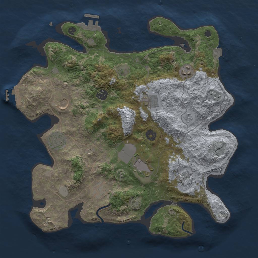 Rust Map: Procedural Map, Size: 3500, Seed: 796323717, 17 Monuments