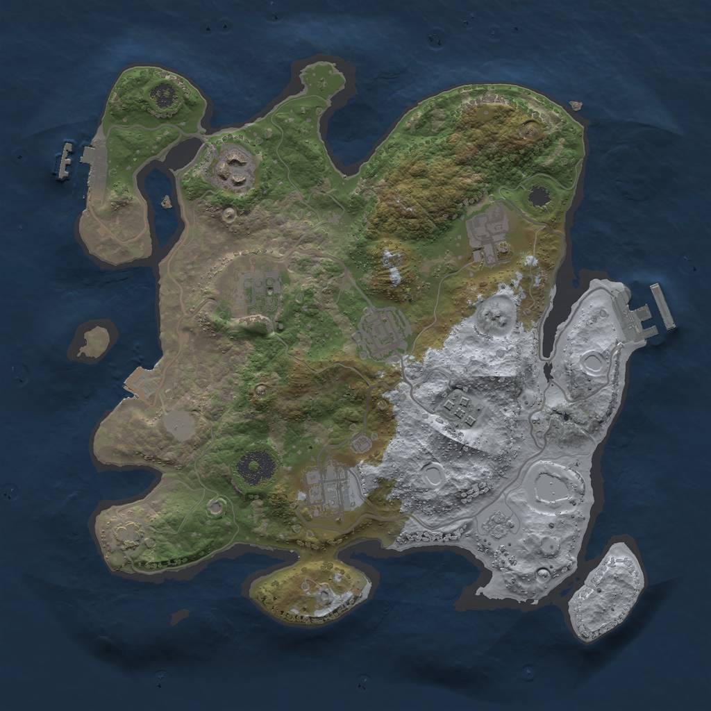 Rust Map: Procedural Map, Size: 3000, Seed: 461075011, 13 Monuments