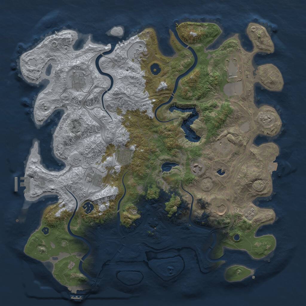 Rust Map: Procedural Map, Size: 4250, Seed: 1955154372, 16 Monuments