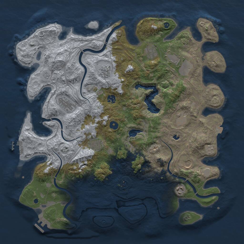 Rust Map: Procedural Map, Size: 4250, Seed: 1955154372, 16 Monuments