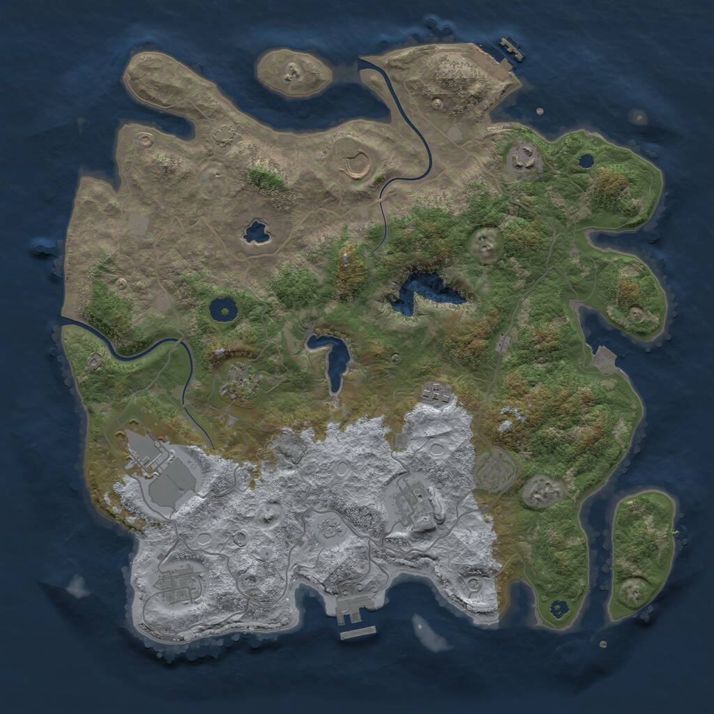 Rust Map: Procedural Map, Size: 4000, Seed: 1038562, 14 Monuments