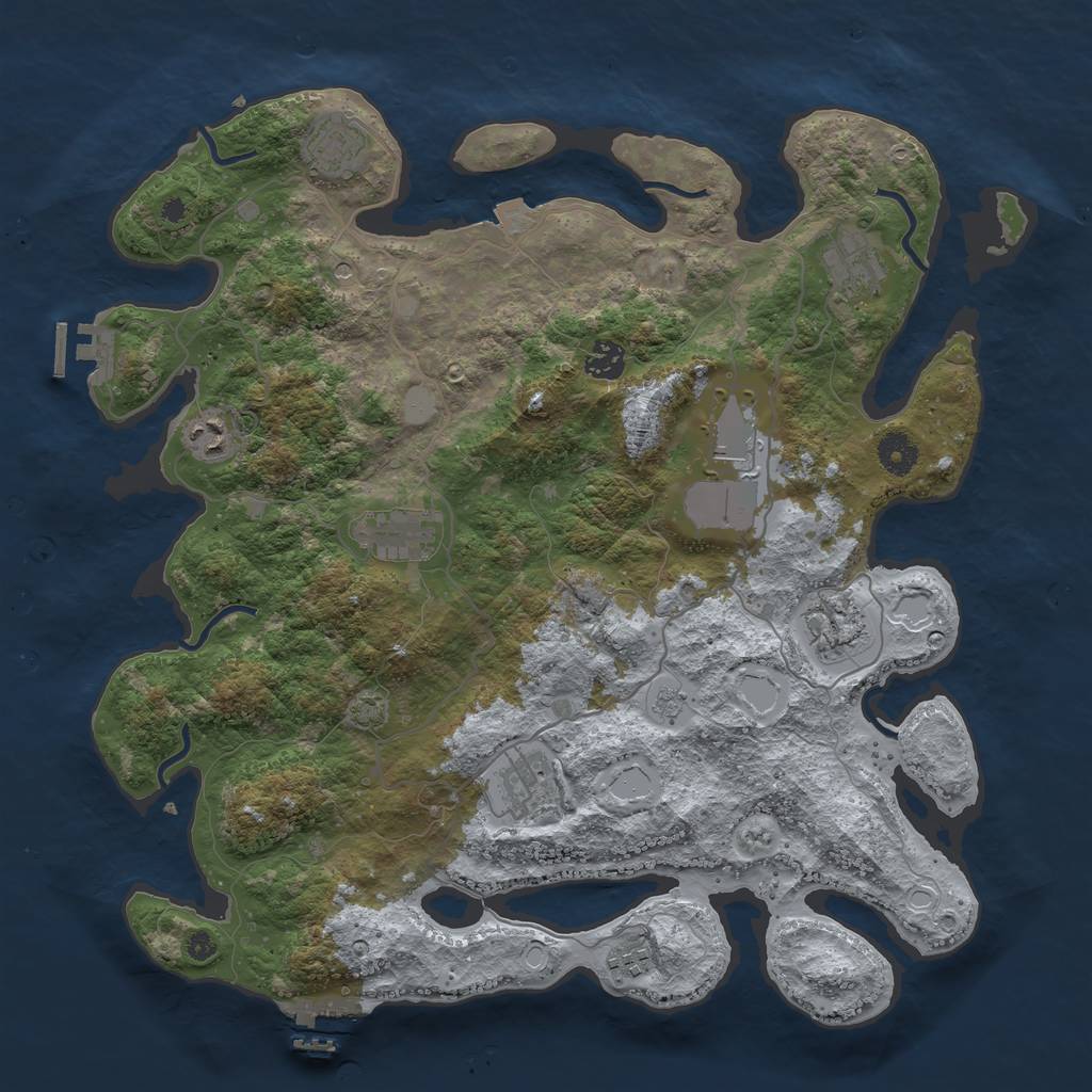 Rust Map: Procedural Map, Size: 4000, Seed: 365788423, 17 Monuments
