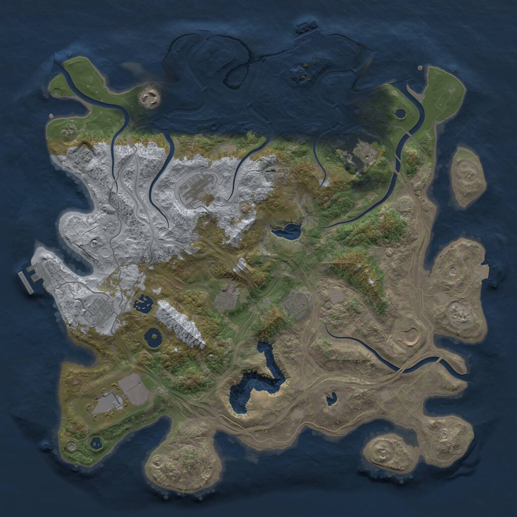 Rust Map: Procedural Map, Size: 4250, Seed: 280106590, 16 Monuments
